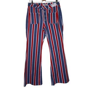 Wrangler Jeans High Rise Fierce Flare Red White Blue Striped Womens Size 12